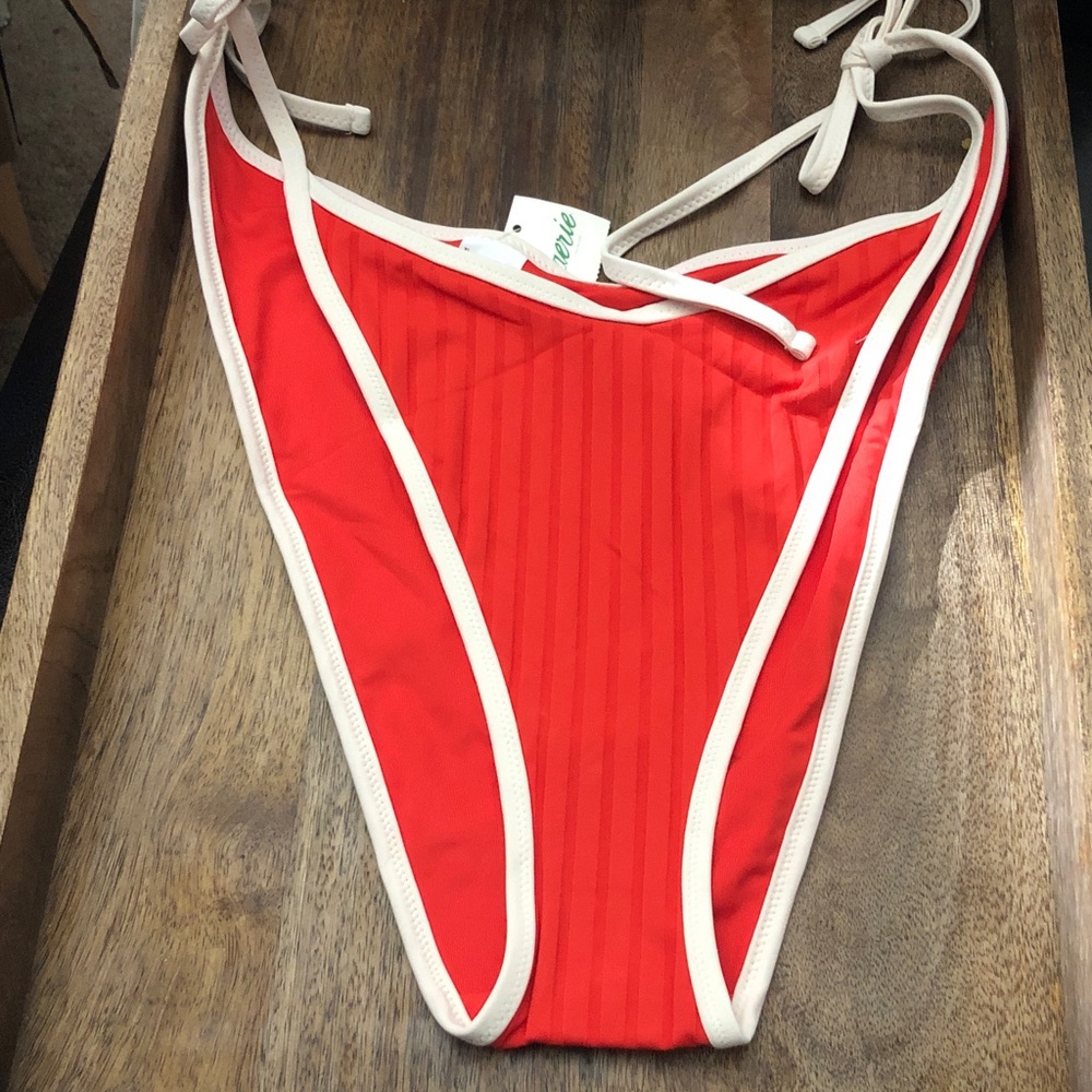 Aerie Red and White Bikini Bottom